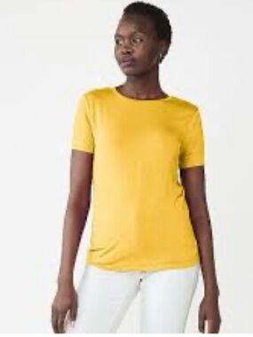 Nine West Short Sleeve Crewneck Tee in Mustard